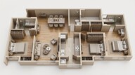 Floor plan of 3 BHK 1041 Sq. Ft. Apartment in Lodha Sterling, Thane