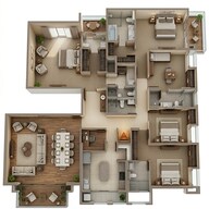 Floor plan of 4 BHK 1830 Sq. Ft. Apartment in Lodha Sterling, Thane