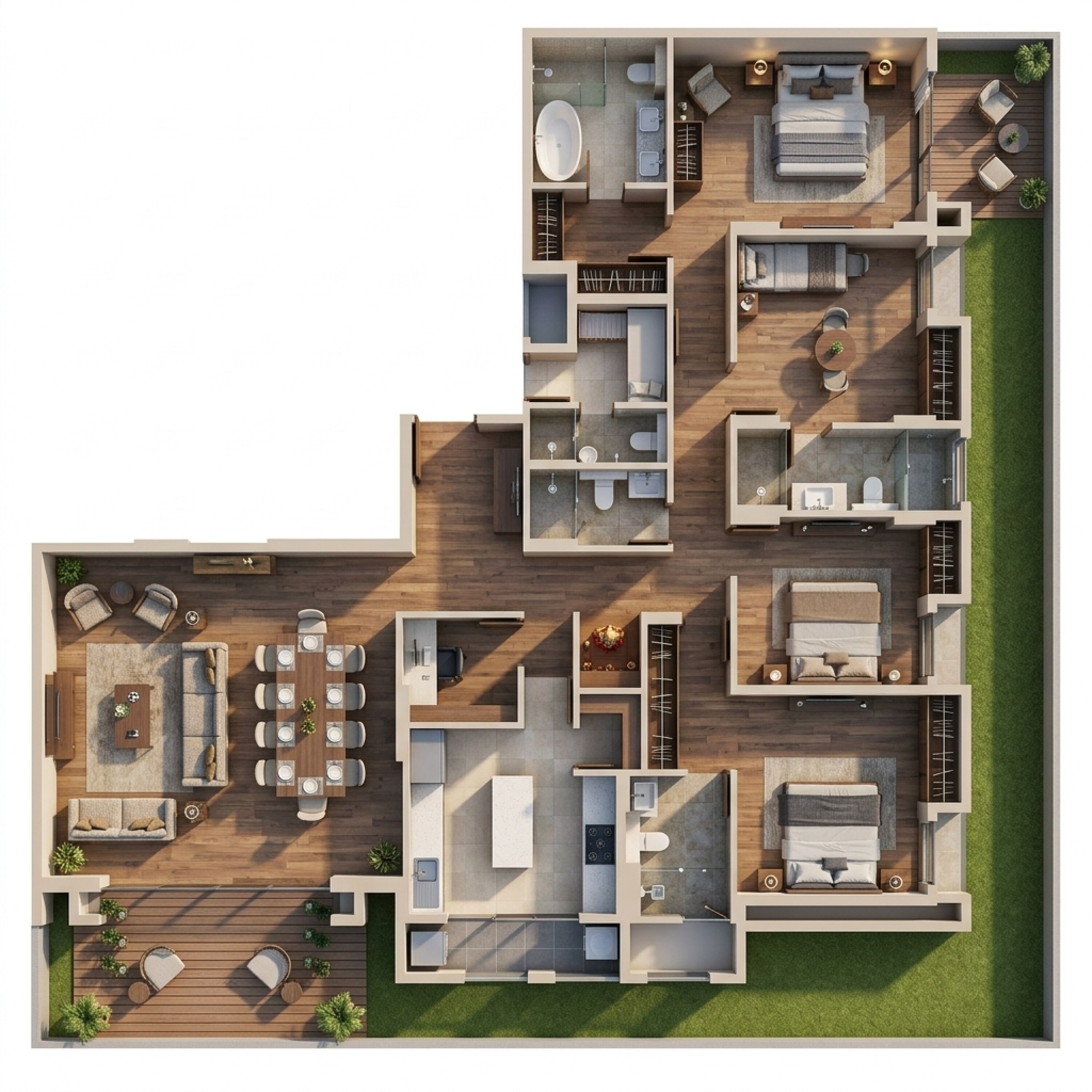 Floor plan of 4 BHK 1842 Sq. Ft. Apartment in Lodha Sterling, Thane