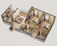 Floor plan of 3 BHK 957 Sq. Ft. Apartment in Kalpataru Launch Code Starlight Wing G And H, Thane