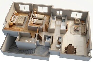 Floor plan of 2 BHK 810 Sq. Ft. Apartment in Runwal Bliss Wing D, Mumbai