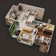 Floor plan of 2 BHK 928 Sq. Ft. Apartment in Purva Aspire, Pune