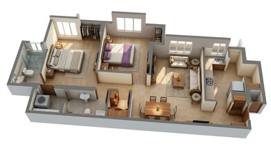 Floor plan of 2 BHK 632 Sq. Ft. Apartment in Lodha Amara Tower 6 and 22, Thane