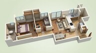Floor plan of 1 BHK 458 Sq. Ft. Apartment in Lodha Amara Tower 47 and 48, Thane