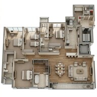 Floor plan of 4 BHK 2468 Sq. Ft. Apartment in Rustomjee Elements Wing SC, Mumbai