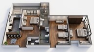 Floor plan of 3 BHK 1585 Sq. Ft. Apartment in Rustomjee Elements Wing SC, Mumbai