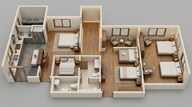 Floor plan of 3 BHK 2132 Sq. Ft. Apartment in Rustomjee Elements Wing SC, Mumbai