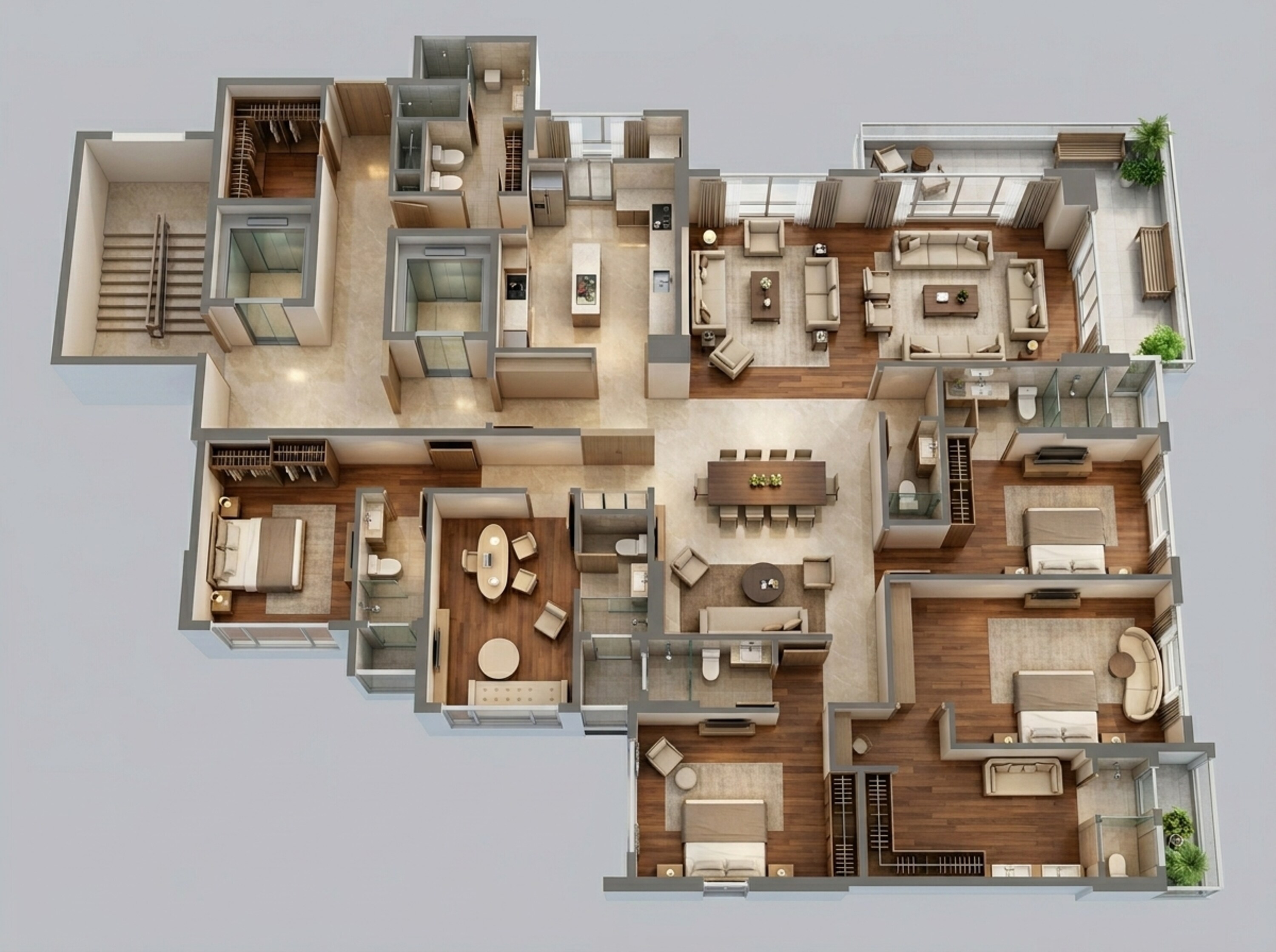 Floor plan of 5 BHK 3546 Sq. Ft. Apartment in Rustomjee Elements Wing SC, Mumbai
