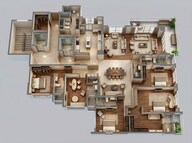 Floor plan of 5 BHK 3546 Sq. Ft. Apartment in Rustomjee Elements Wing SC, Mumbai