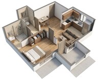Floor plan of 1 BHK 365 Sq. Ft. Apartment in Chandak Nishchay Wing A, Mumbai