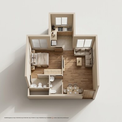 Floor plan of 1 BHK 368 Sq. Ft. Apartment in Chandak Nishchay Wing B, Mumbai