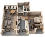 Floor plan of 1 BHK 390 Sq. Ft. Apartment in Rustomjee Virar Avenue L1 L2 And L4 Wing G, Palghar