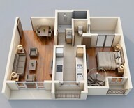 Floor plan of 1 BHK 390 Sq. Ft. Apartment in Rustomjee Virar Avenue L1 L2 And L4 Wing K, Palghar