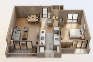 Floor plan of 1 BHK 331 Sq. Ft. Apartment in Rustomjee Virar Avenue L1 L2 And L4 Wing K, Palghar