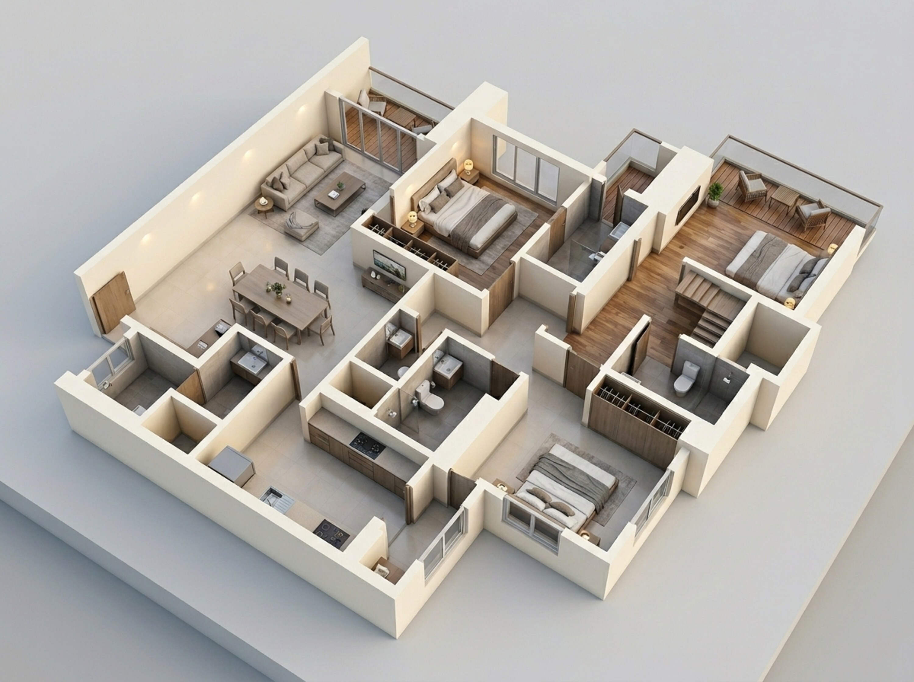 Floor plan of 3 BHK 1451 Sq. Ft. Apartment in Piramal Mahalaxmi, Mumbai