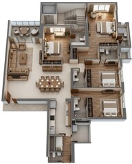 Floor plan of 4 BHK 1850 Sq. Ft. Apartment in Piramal Mahalaxmi, Mumbai