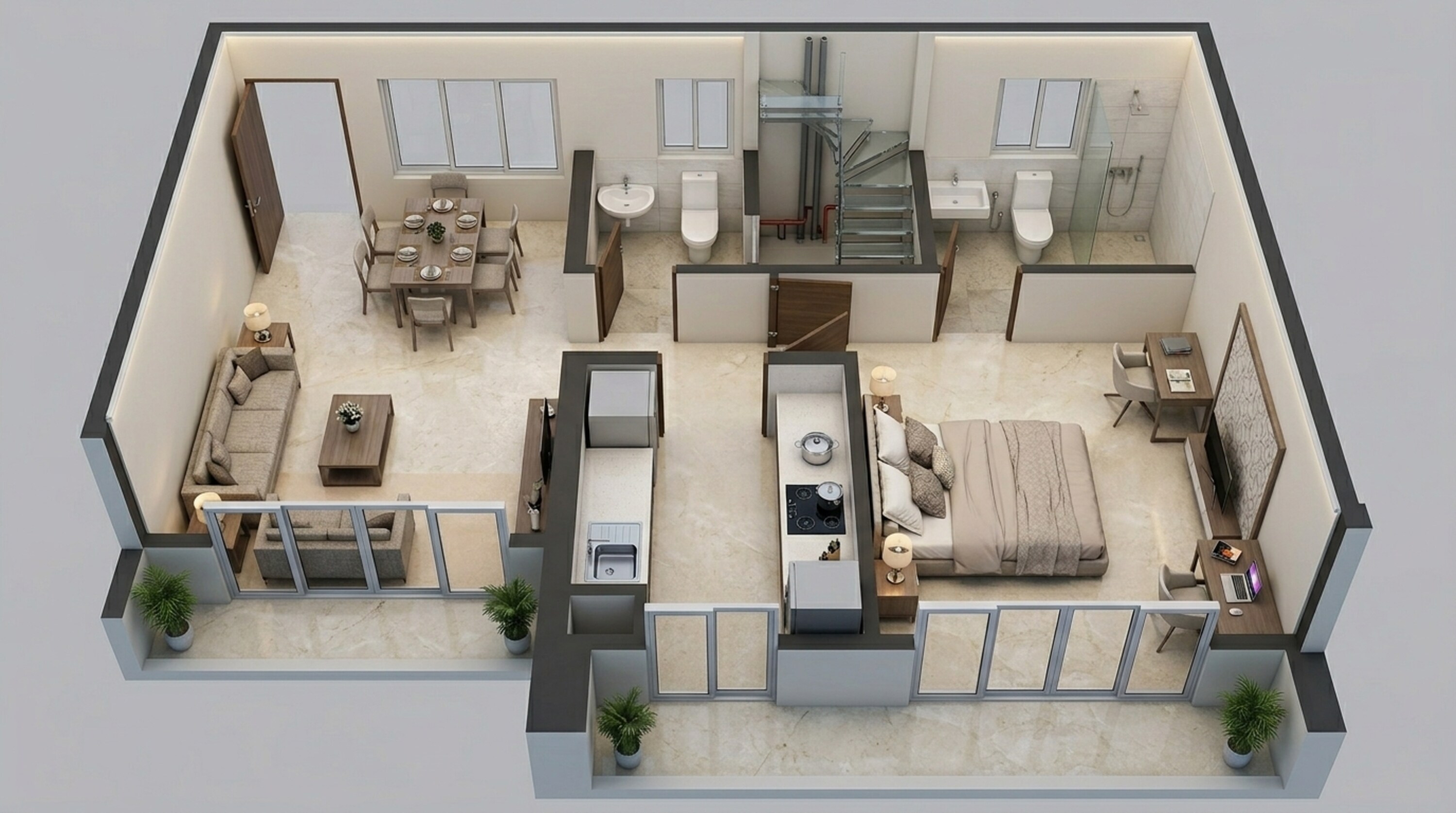 Floor plan of 1 BHK 450 Sq. Ft. Apartment in Kalpataru Immensa B, Thane