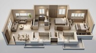 Floor plan of 2 BHK 598 Sq. Ft. Apartment in Kalpataru Immensa B, Thane