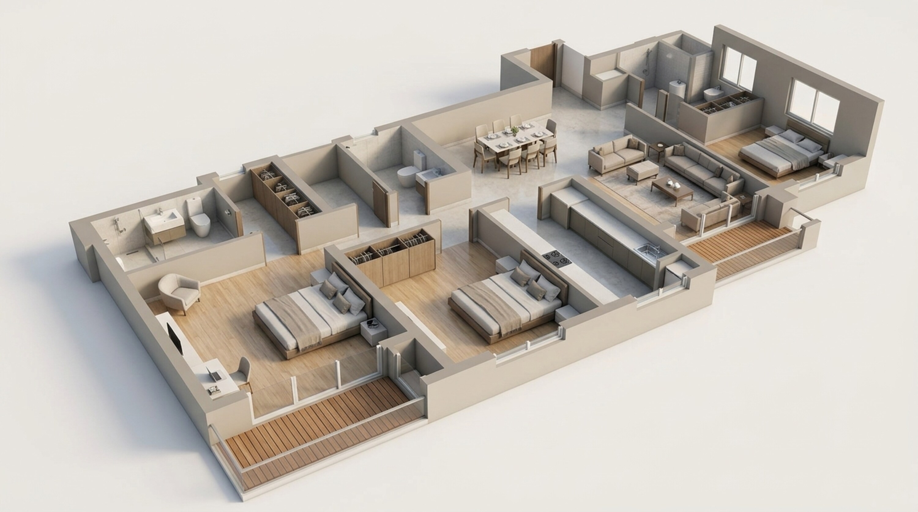 Floor plan of 3 BHK 944 Sq. Ft. Apartment in Kalpataru Immensa B, Thane