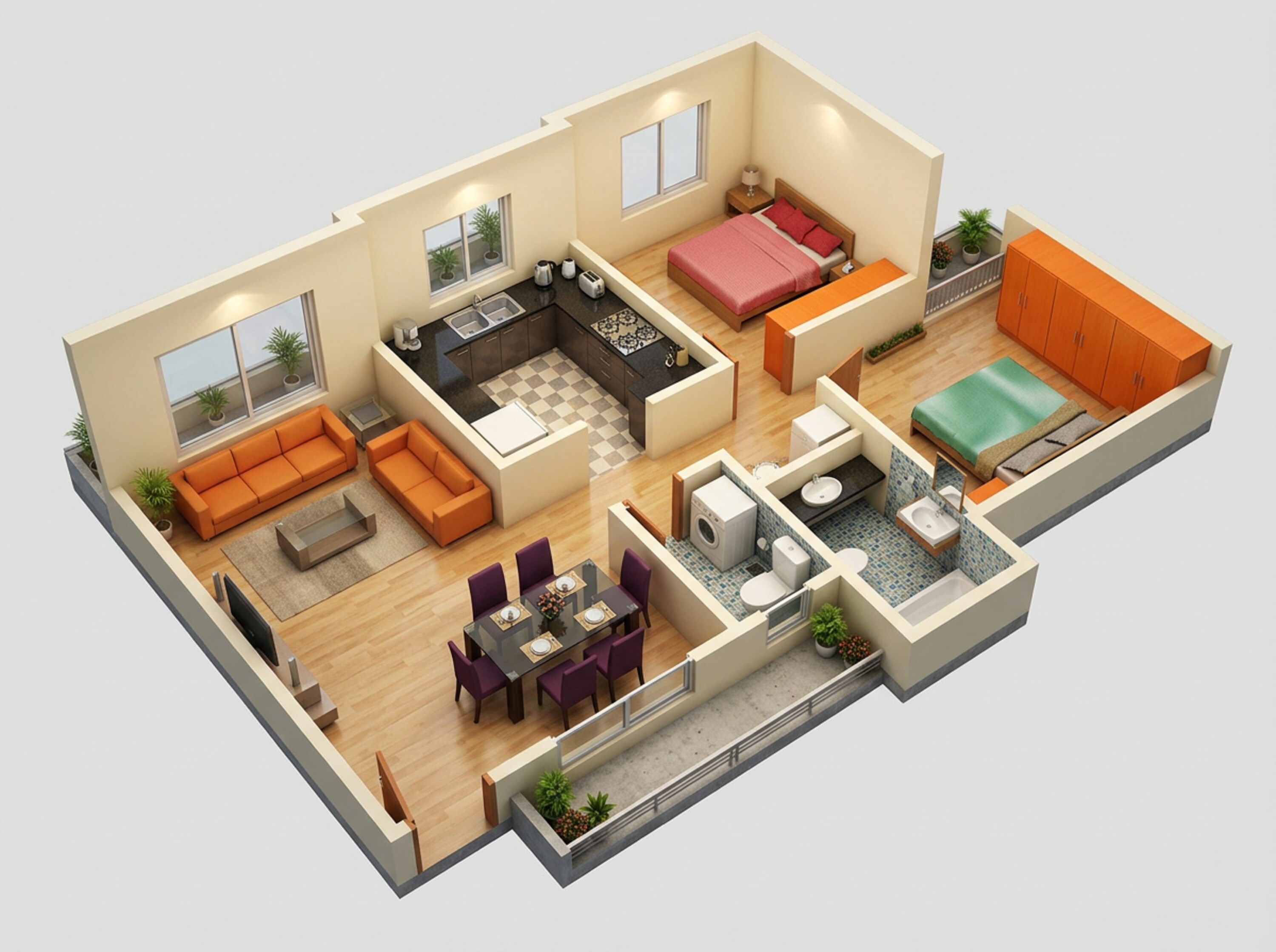 Floor plan of 2 BHK 694 Sq. Ft. Apartment in Arihant Clan Aalishan Phase 2, Navi Mumbai