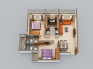 Floor plan of 2 BHK 708 Sq. Ft. Apartment in Arihant Clan Aalishan Phase 2, Navi Mumbai