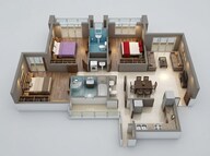 Floor plan of 3 BHK 923 Sq. Ft. Apartment in Arihant Clan Aalishan Phase 2, Navi Mumbai