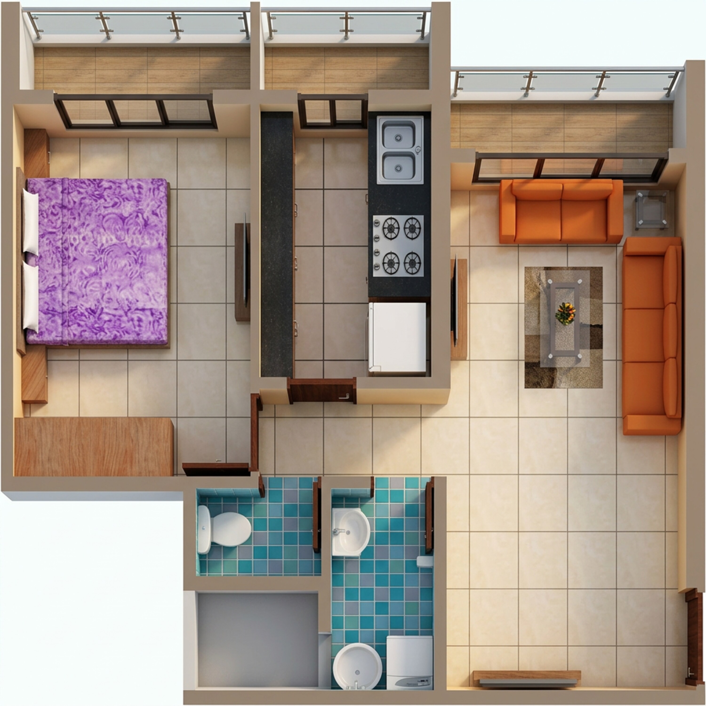 Floor plan of 1 BHK 509 Sq. Ft. Apartment in Arihant Clan Aalishan Phase 2, Navi Mumbai