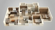 Floor plan of 2 BHK 598 Sq. Ft. Apartment in Kalpataru Immensa C, Thane