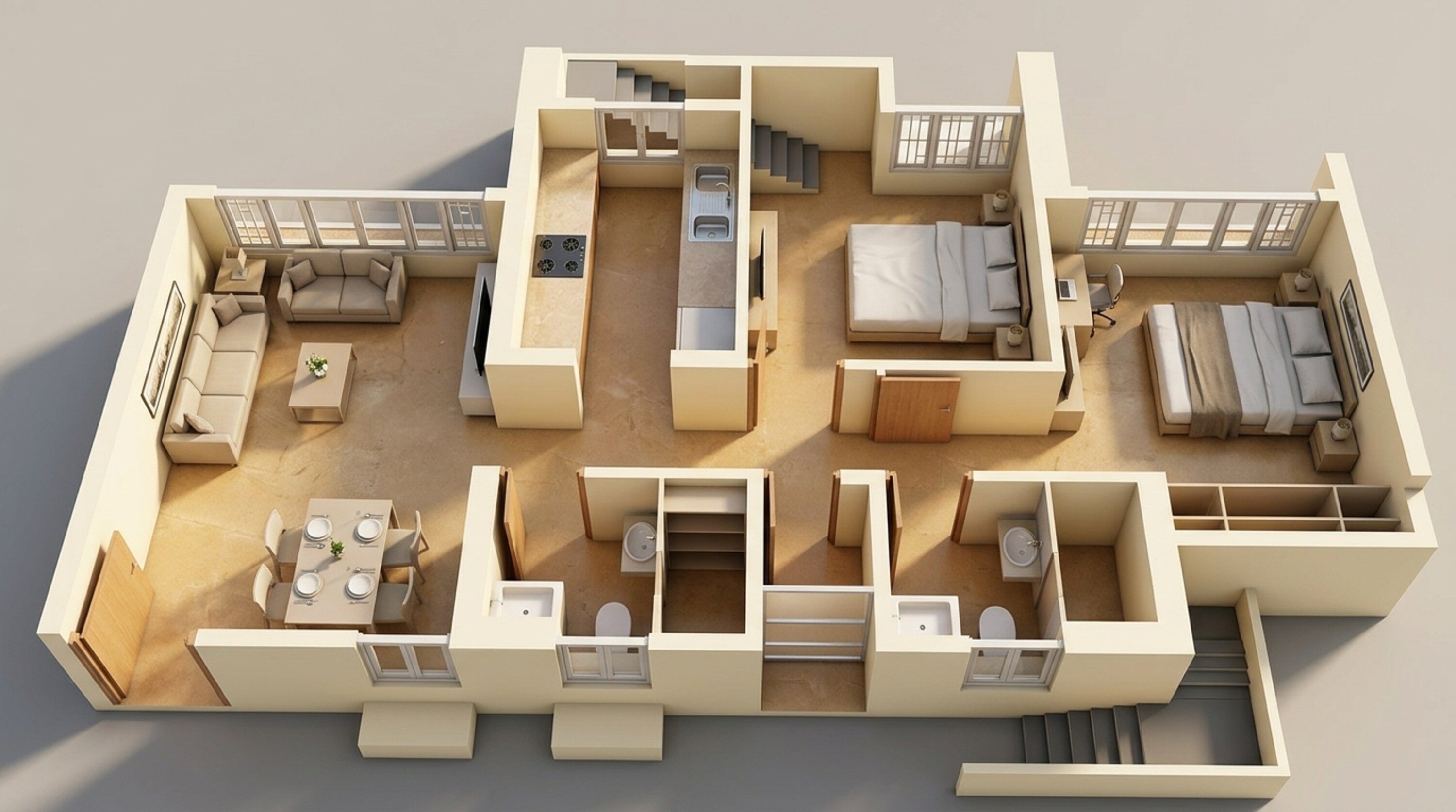 Floor plan of 2 BHK 706 Sq. Ft. Apartment in Kalpataru Immensa C, Thane