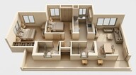 Floor plan of 2 BHK 598 Sq. Ft. Apartment in Kalpataru Immensa D, Thane