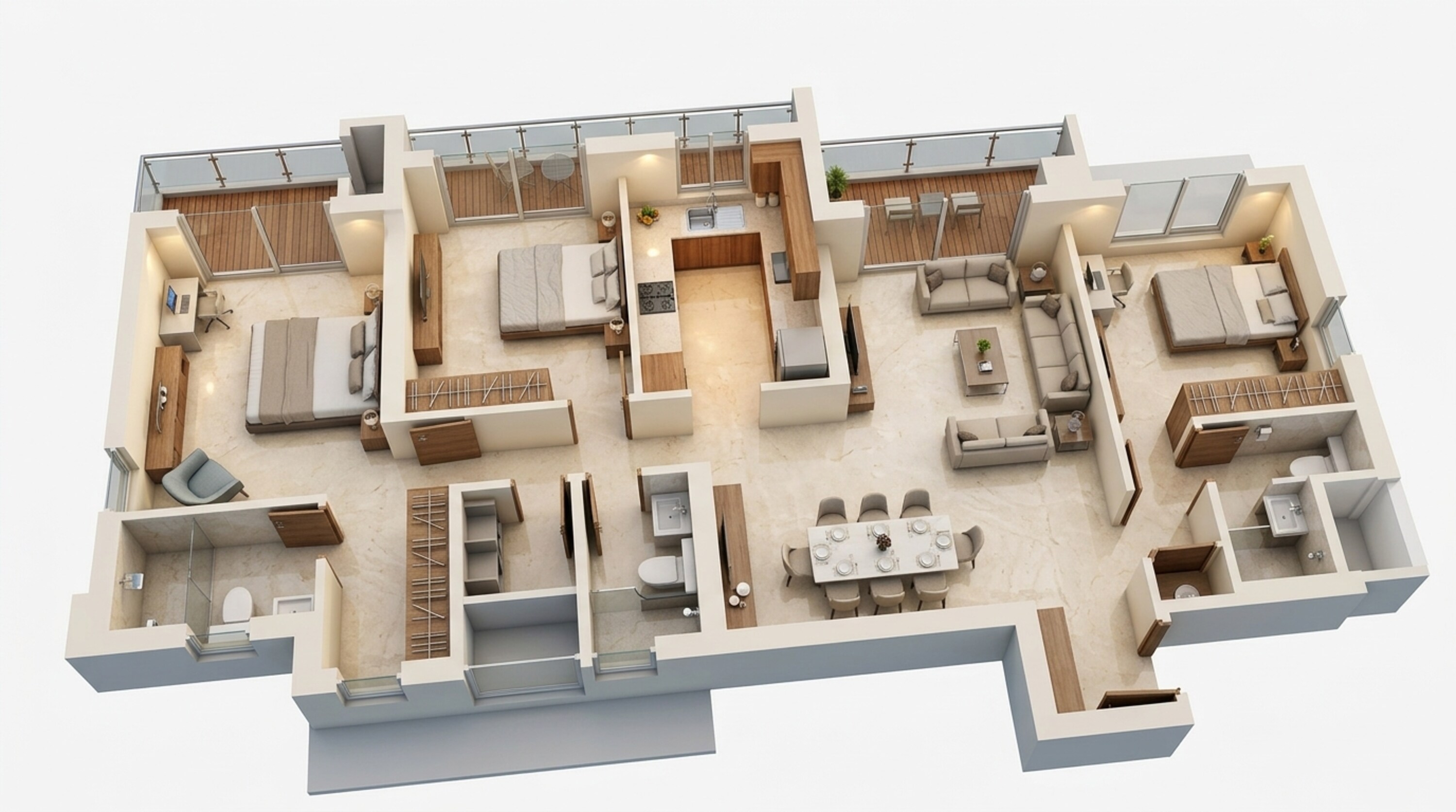 Floor plan of 3 BHK 944 Sq. Ft. Apartment in Kalpataru Immensa D, Thane