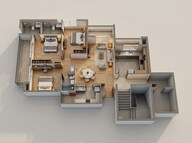 Floor plan of 3 BHK 1650 Sq. Ft. Apartment in Pintail Park City, Lucknow