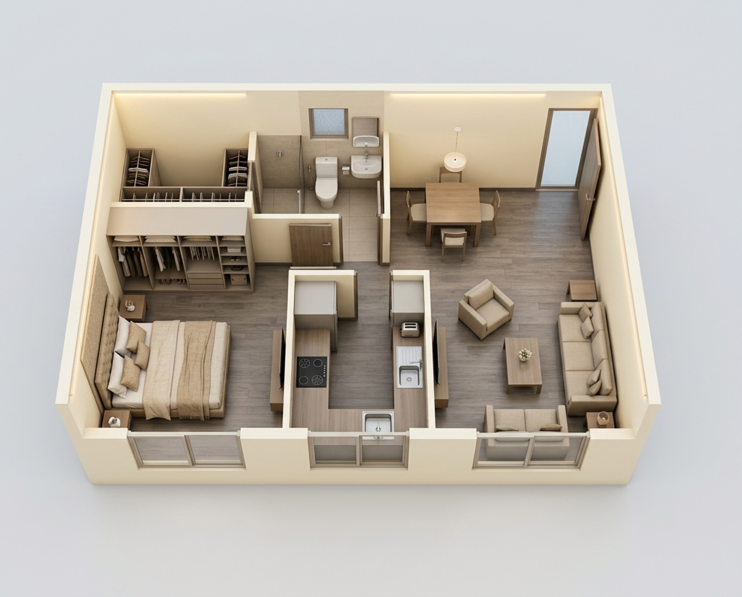 Floor plan of 1 BHK 391 Sq. Ft. Apartment in Shapoorji Pallonji Siennaa Wing A, Mumbai
