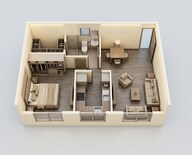 Floor plan of 1 BHK 391 Sq. Ft. Apartment in Shapoorji Pallonji Siennaa Wing A, Mumbai