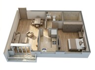 Floor plan of 1 BHK 403 Sq. Ft. Apartment in Shapoorji Pallonji Siennaa Wing A, Mumbai