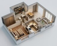 Floor plan of 1 BHK 391 Sq. Ft. Apartment in Shapoorji Pallonji Siennaa Wing B, Mumbai