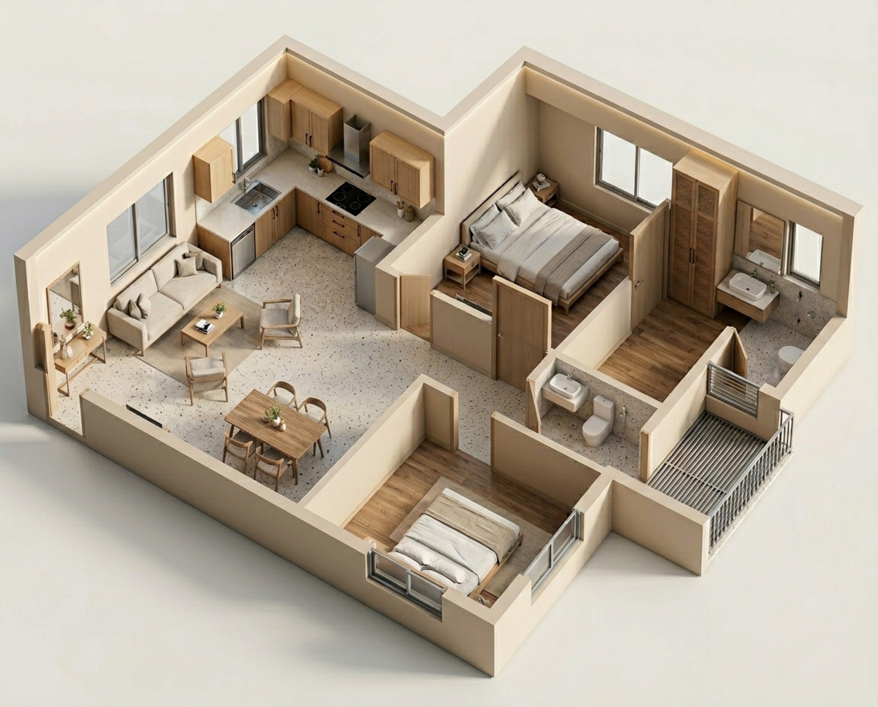 Floor plan of 2 BHK 553 Sq. Ft. Apartment in Shapoorji Pallonji Siennaa Wing E, Mumbai