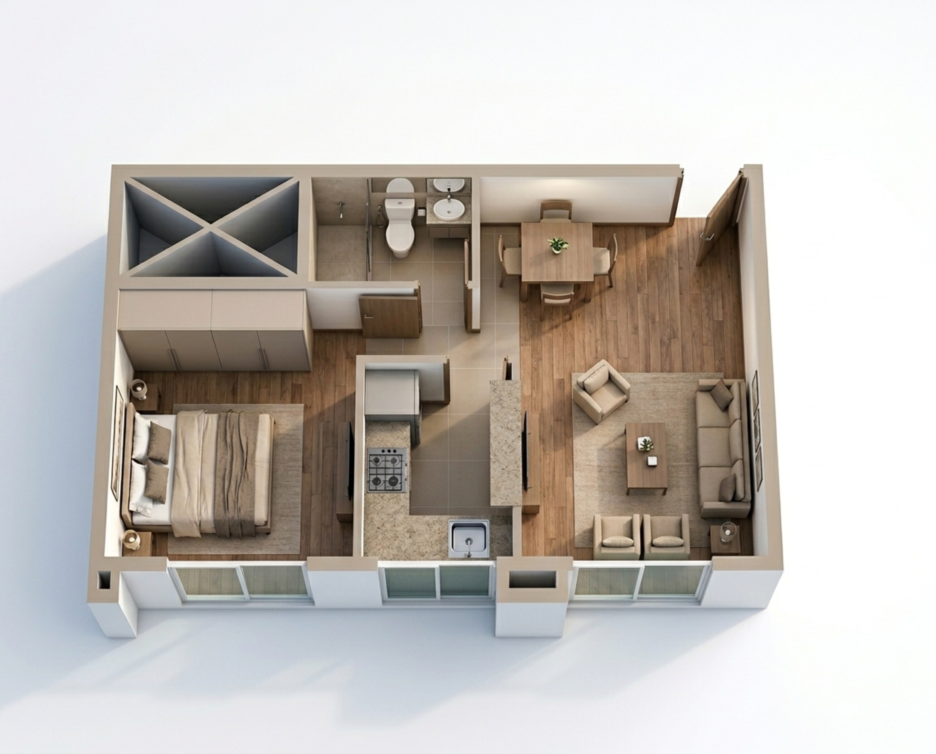 Floor plan of 1 BHK 403 Sq. Ft. Apartment in Shapoorji Pallonji Siennaa Wing F, Mumbai