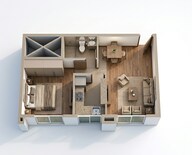 Floor plan of 1 BHK 403 Sq. Ft. Apartment in Shapoorji Pallonji Siennaa Wing F, Mumbai