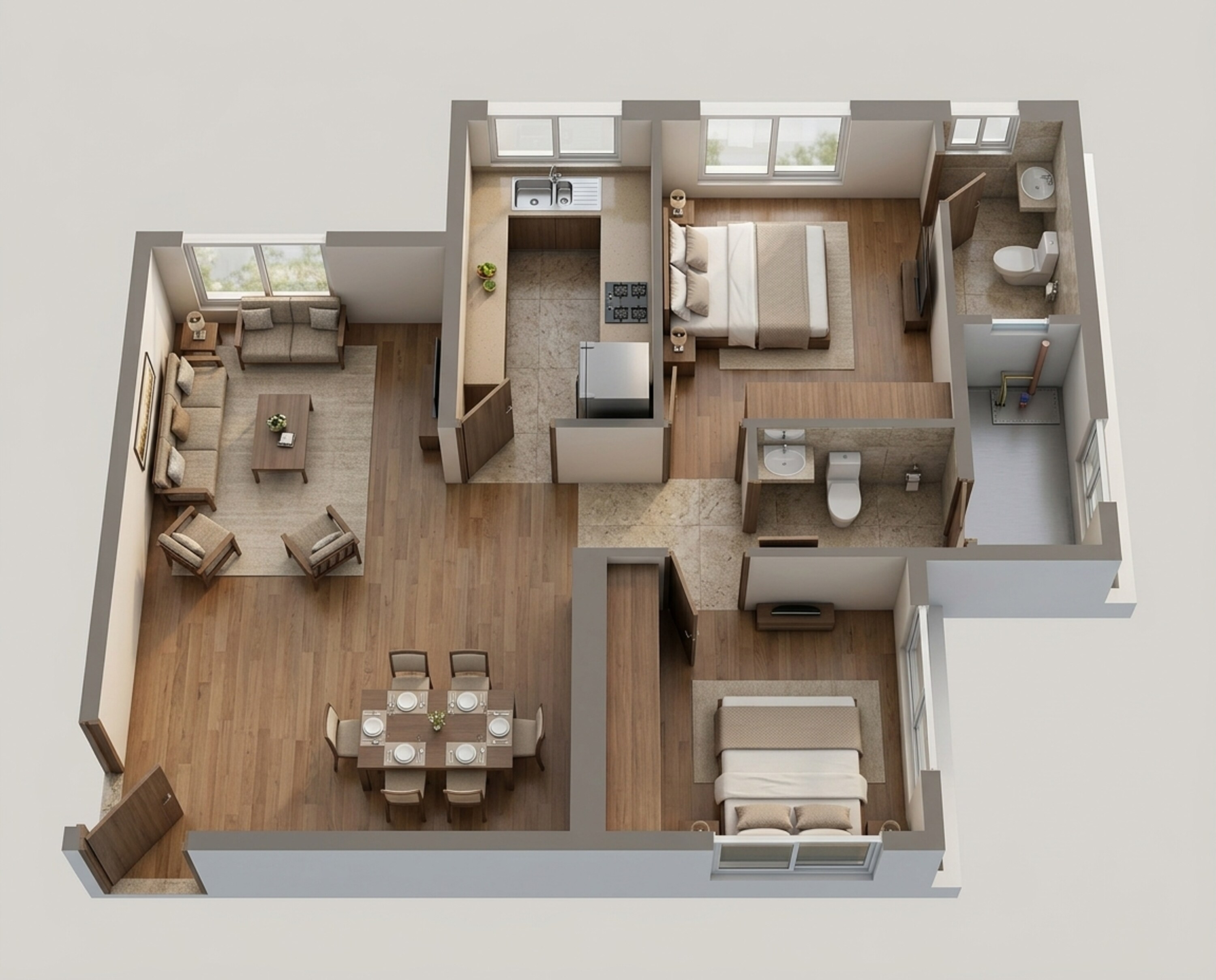 Floor plan of 2 BHK 553 Sq. Ft. Apartment in Shapoorji Pallonji Siennaa Wing F, Mumbai