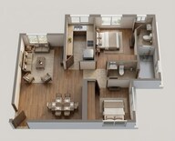 Floor plan of 2 BHK 553 Sq. Ft. Apartment in Shapoorji Pallonji Siennaa Wing F, Mumbai