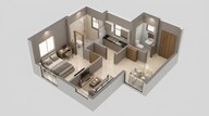 Floor plan of 1 BHK 322 Sq. Ft. Apartment in Dosti West County, Thane