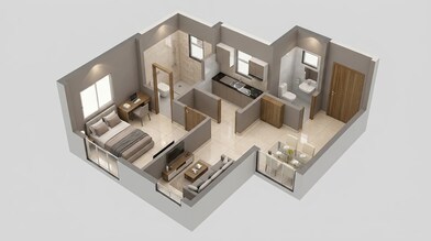 Floor plan of 1 BHK 322 Sq. Ft. Apartment in Dosti West County, Thane