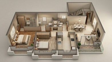 Floor plan of 2 BHK 734 Sq. Ft. Apartment in Dosti West County, Thane
