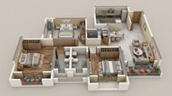 Floor plan of 3 BHK 949 Sq. Ft. Apartment in Dosti West County, Thane