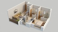 Floor plan of 1 BHK 458 Sq. Ft. Apartment in Dosti West County, Thane