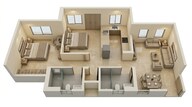 Floor plan of 2 BHK 598 Sq. Ft. Apartment in Kalpataru Immensa E, Thane