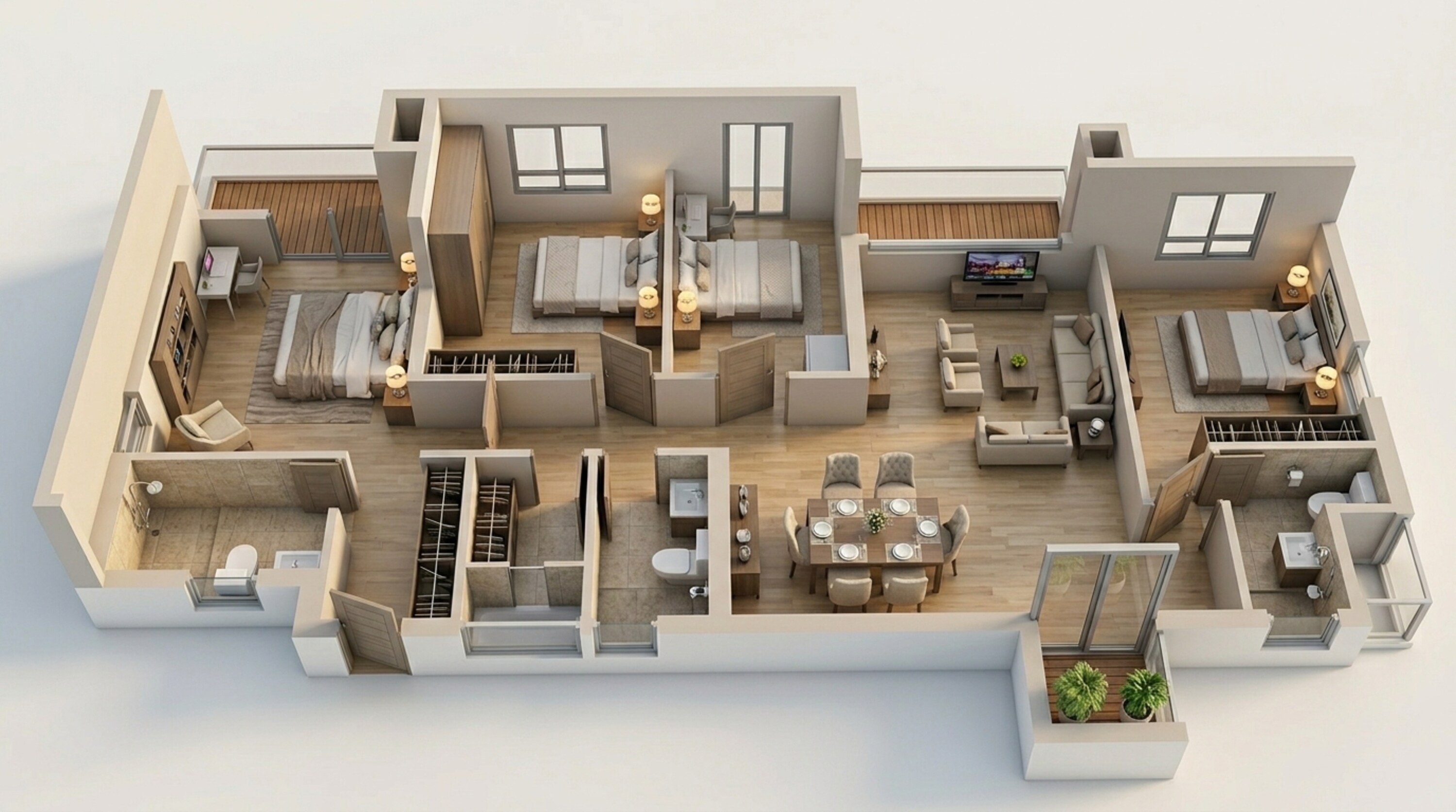 Floor plan of 3 BHK 957 Sq. Ft. Apartment in Kalpataru Immensa E, Thane