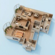 Floor plan of 2 BHK 857 Sq. Ft. Apartment in Tata Aveza Phase 2, Mumbai