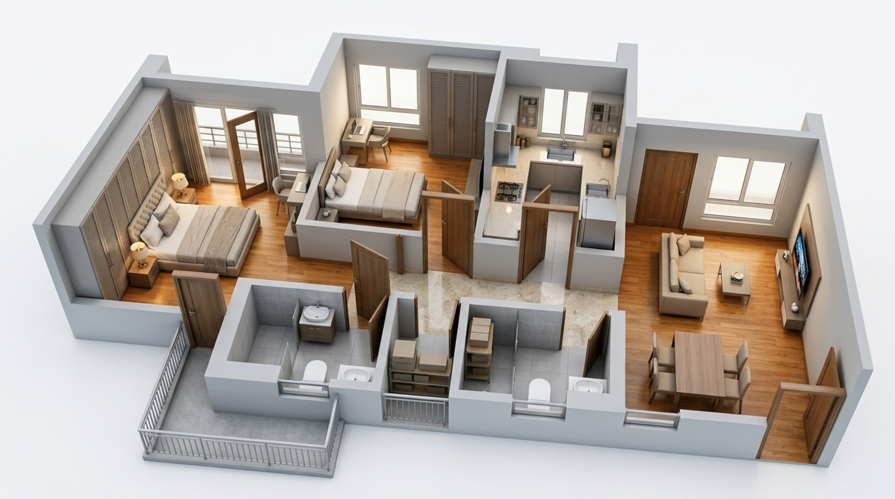 Floor plan of 2 BHK 598 Sq. Ft. Apartment in Kalpataru Immensa F, Thane